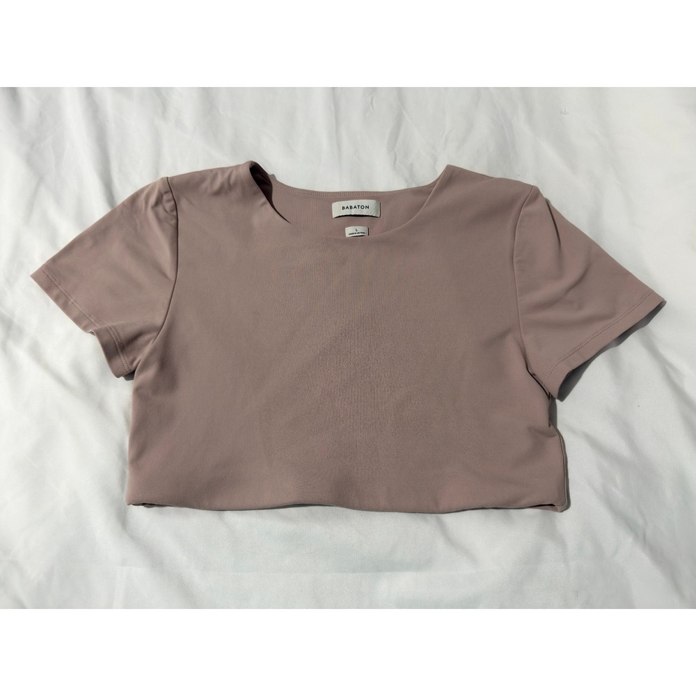 Babaton Contour Short Sleeve Crop Top Mauve L Double Lined